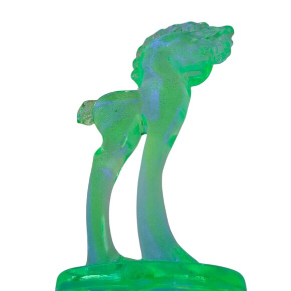 Vintage Aqua Glass Trojan Horse Figurine • UV Reactive Glow Glass - Picture 7 of 7